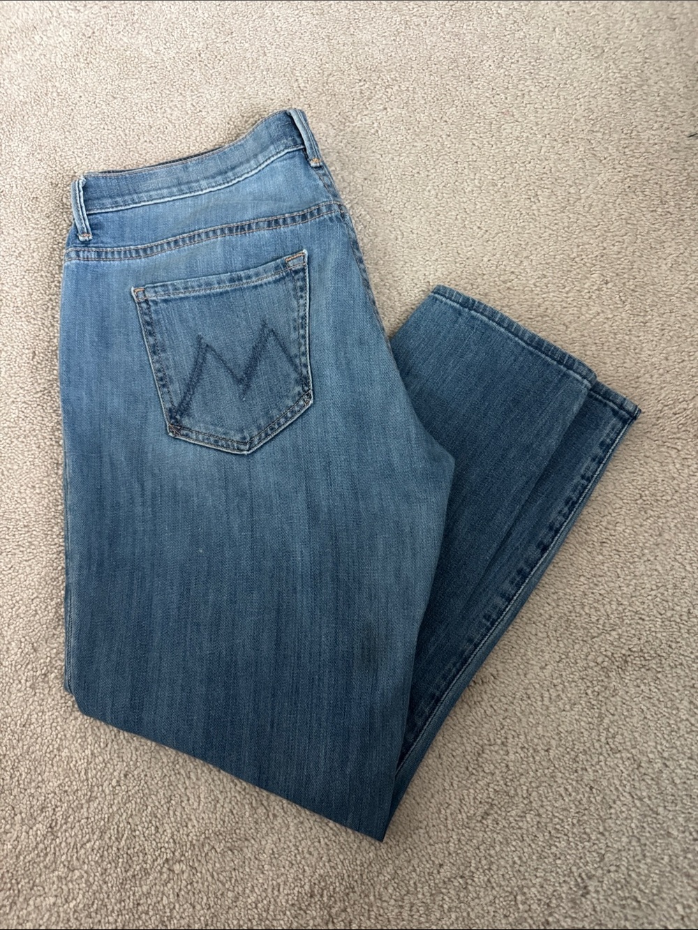 MOTHER Medium Blue Straight-Leg Women's Jeans